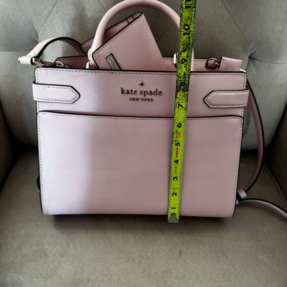 Kate Spade Staci Medium Satchel & Staci Large Slim Bifold Wallet Chalk Pink - Picture 14 of 17